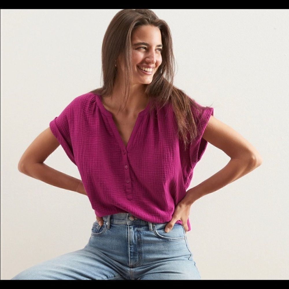Banana Republic Gauze Button-Front Tee